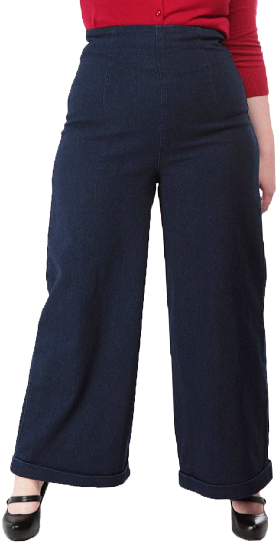 Collectif_KIKI_Vintage_Plain_HIGH_WAISTED_Denim_MARLENE_HOSE_Trousers_Blau_killer_kirsche