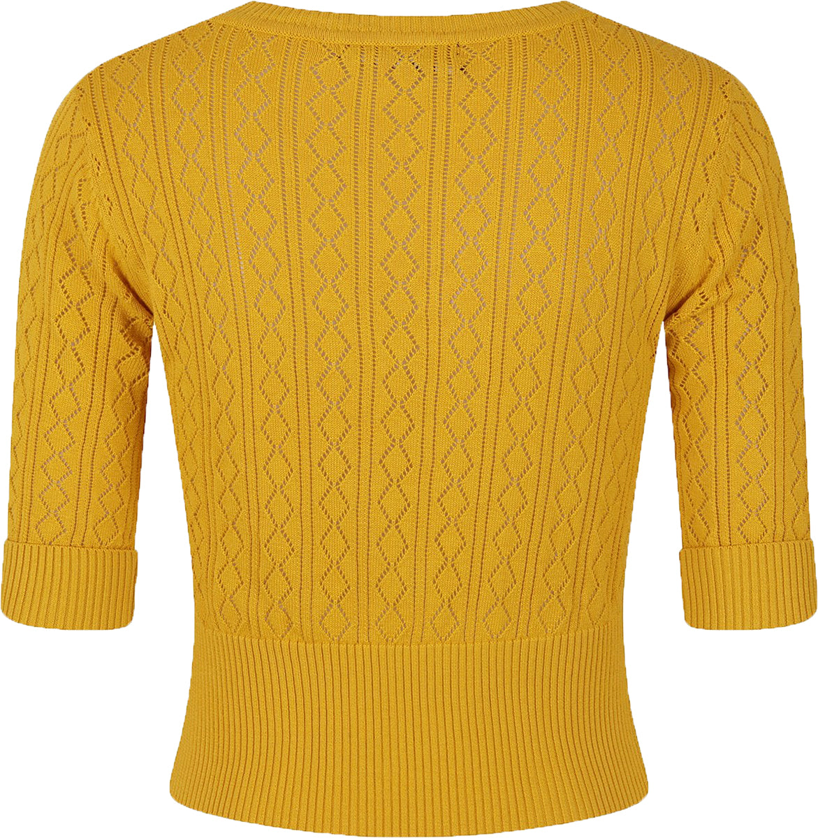 Collectif_LINDA_Vintage_DIAMOND_Lochmuster_CARDIGAN_Strickjacke_Senfgelb-3