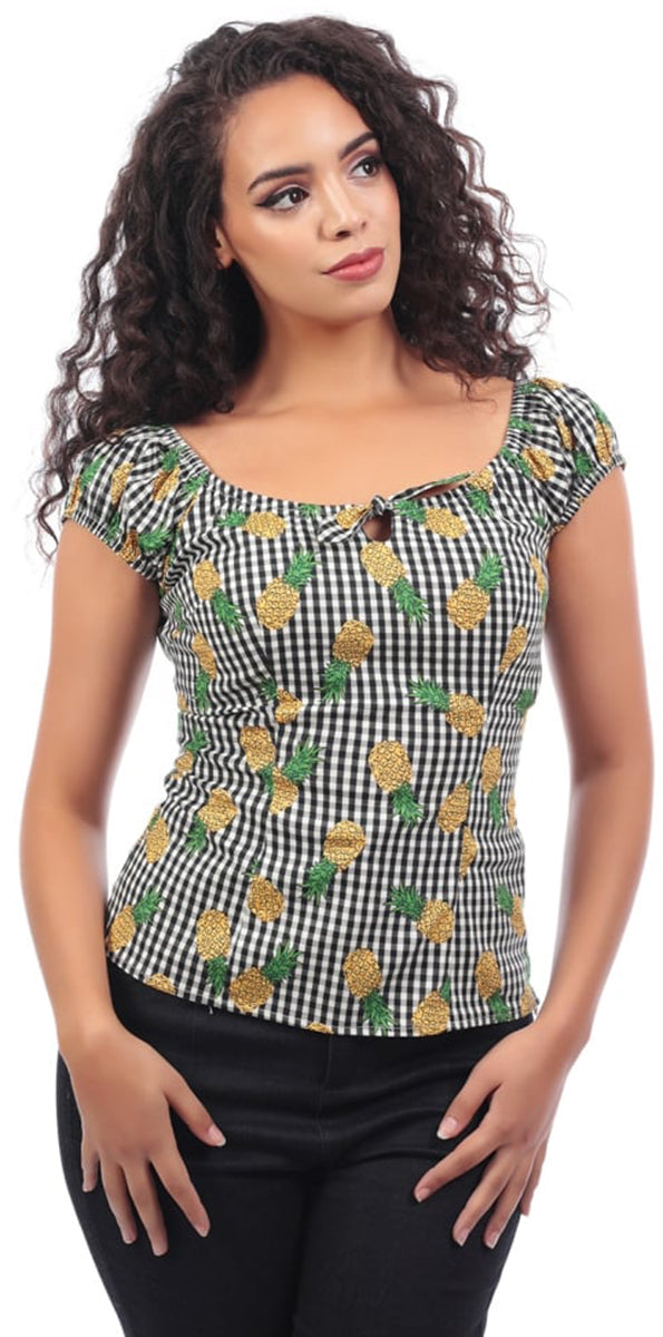 Collectif_LORENA_Tropical_PINEAPPLE_GINGHAM_Vintage_Gypsy_Bluse_SHIRT-1QknqglsZAr8q9