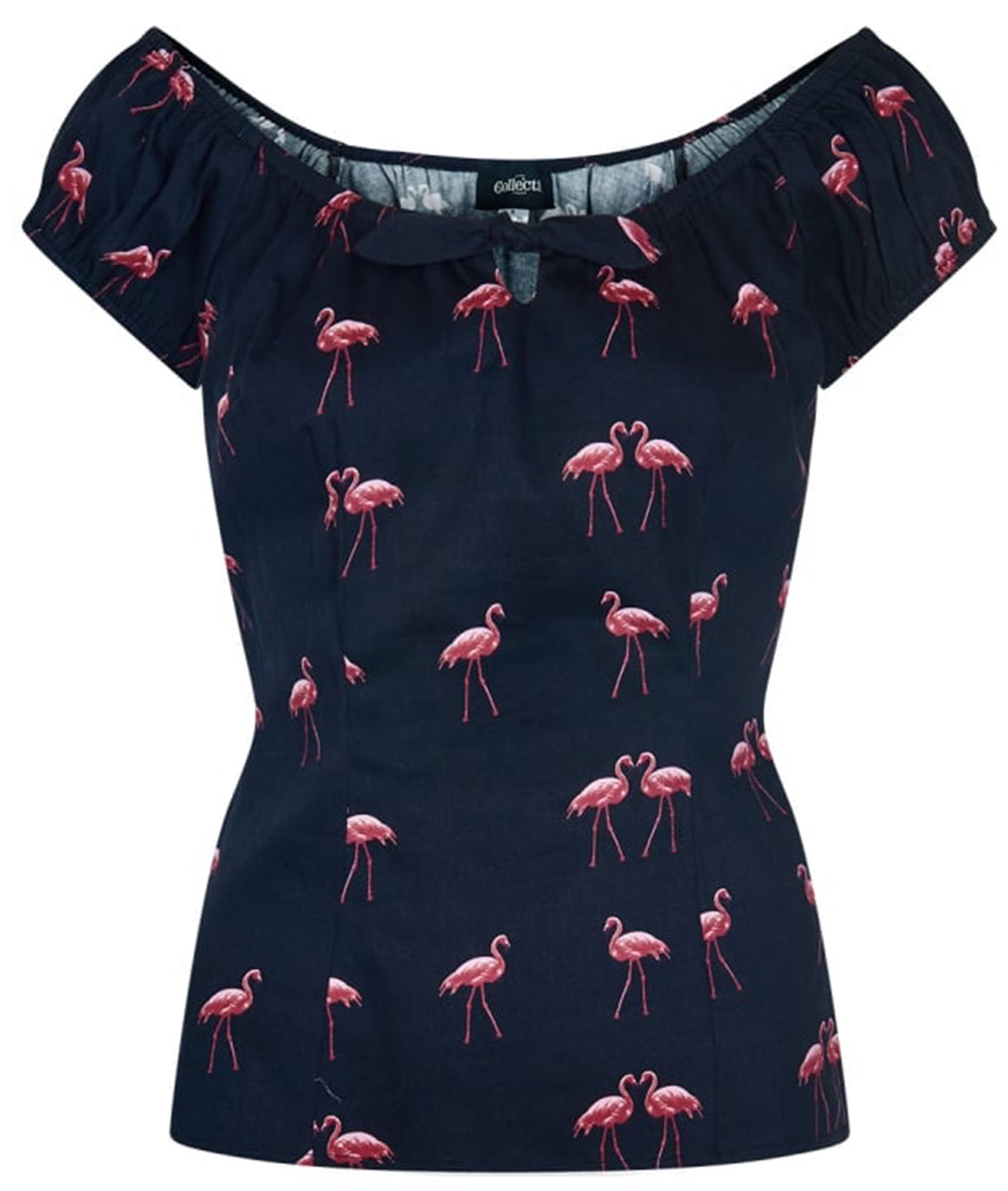 Collectif_LORENA_Tropical_Vintage_WINTER_FLAMINGO_Print_BOW_Bluse_SHIRT-2