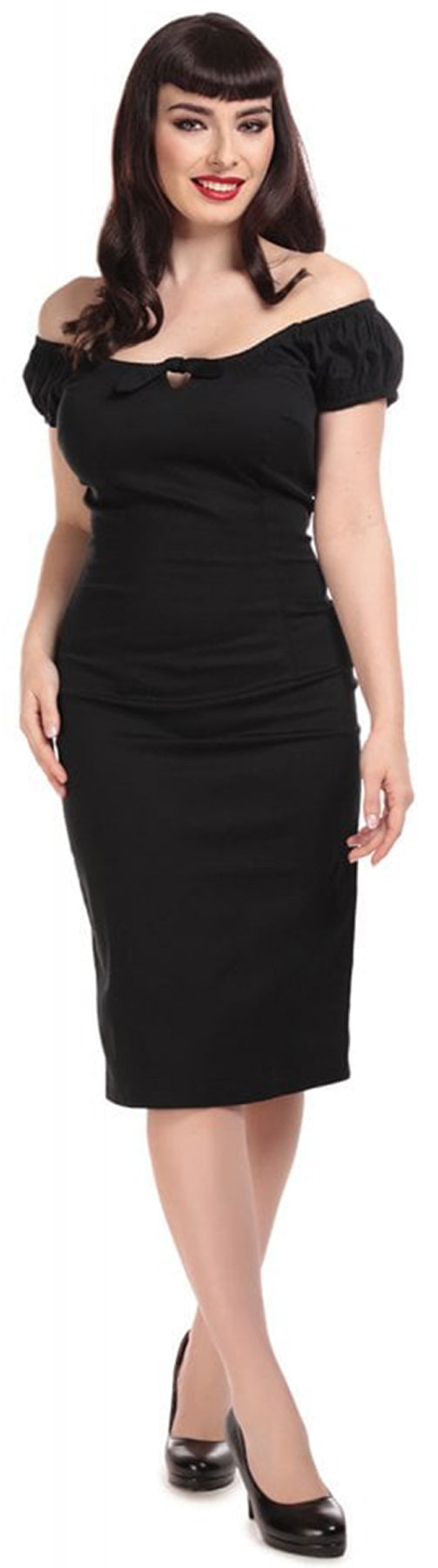 Collectif_LORENA_Vintage_Bow_50s_WIGGLE_Pencil_DRESS_Bleistiftkleid_Schwarz_killer_kirsche