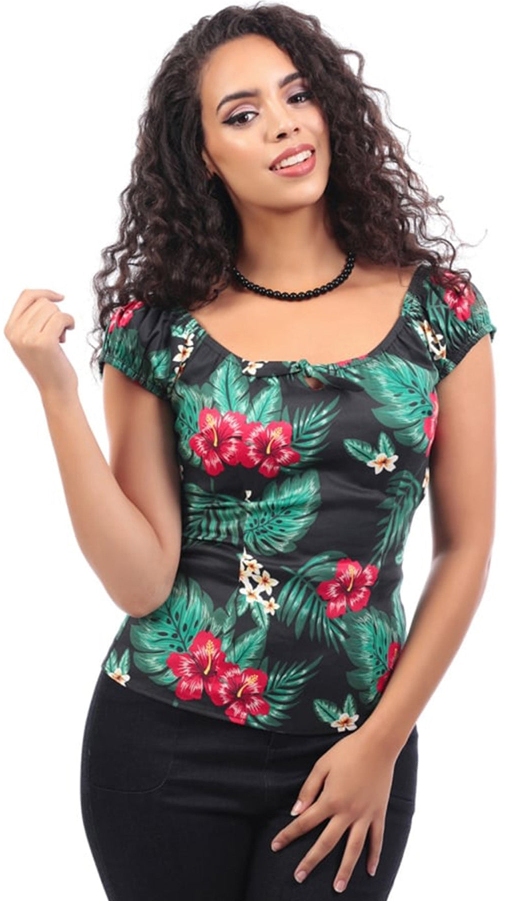 Collectif_LORENA_Vintage_TROPICAL_PARADISE_Top_Hibiscus_Bow_BLUSE_Shirt_killer_kirsche