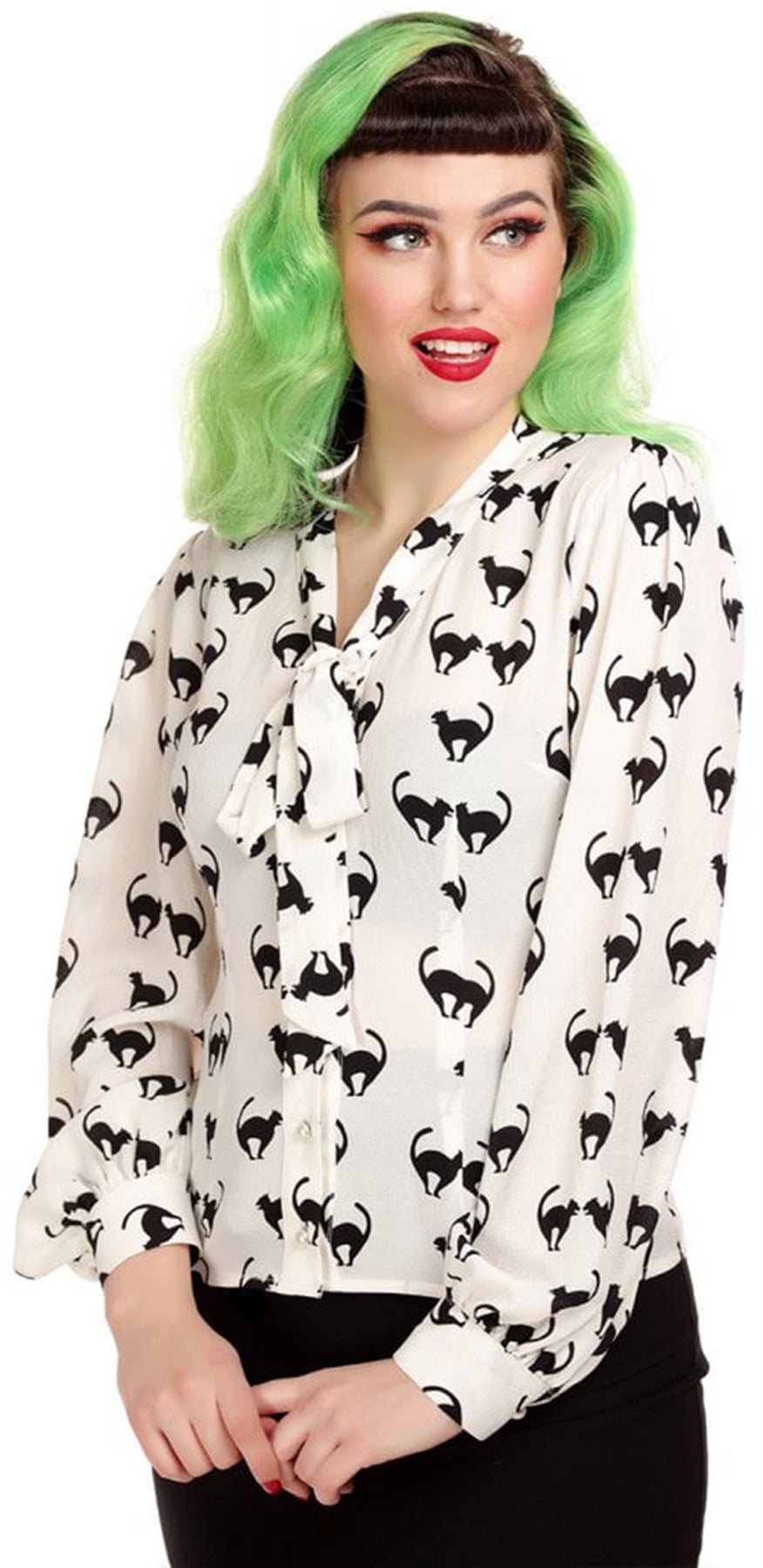 Collectif_LUIZA_MEOOOW_Vintage_Schwarze_Katze_Langarm_BLOUSE_Schluppenbluse_killer_kirscheFbKYIfsP44NP6