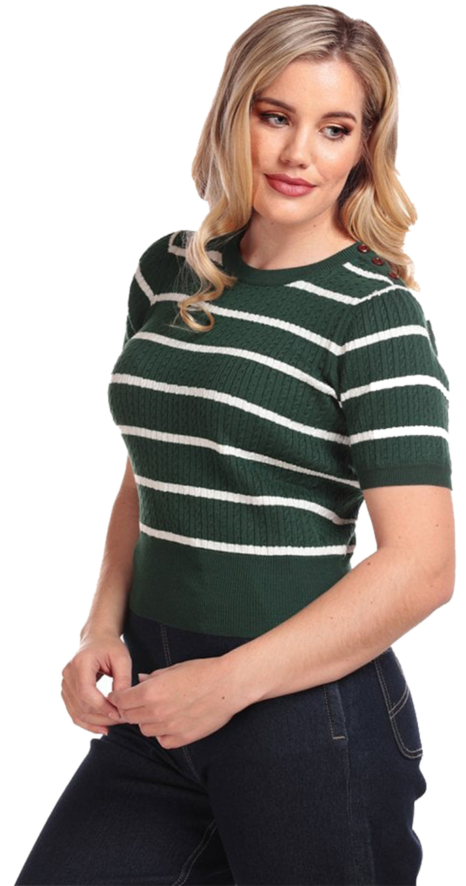 Collectif_LYNN_Vintage_STRIPED_Streifen_Kurzarm_50s_Zopfmuster_JUMPER_Shirt_killer_kirsche