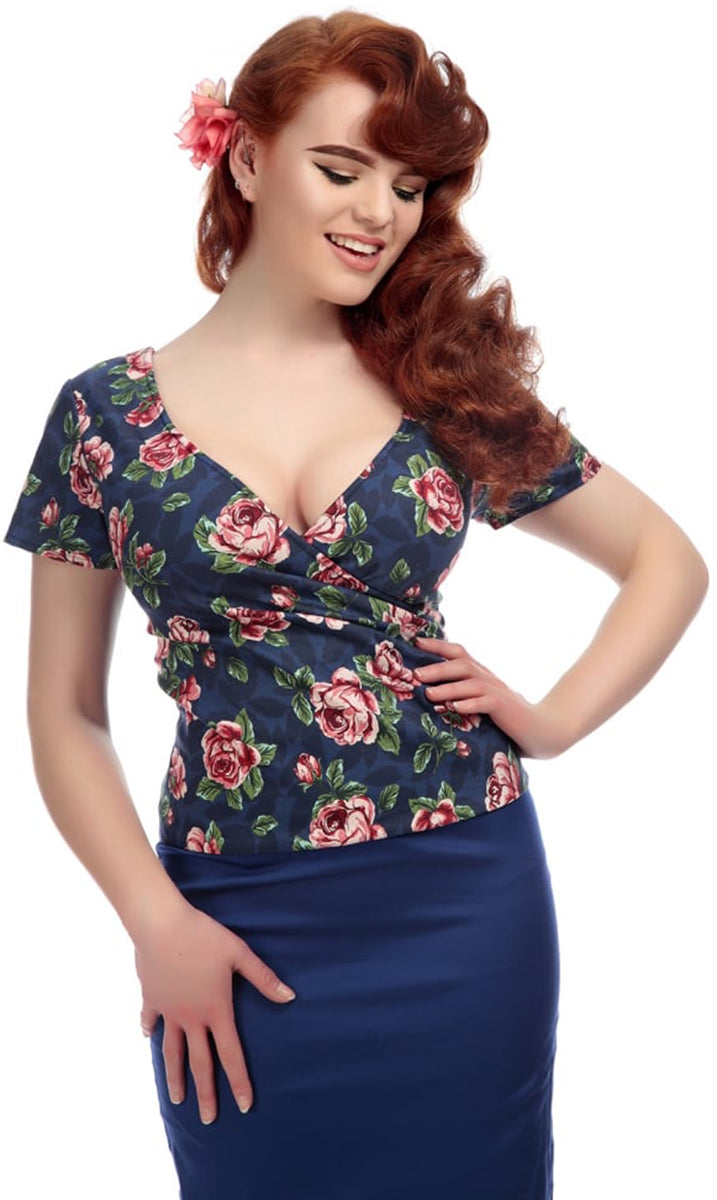 Collectif_MARIA_Vintage_BLOOM_V-Neck_ROSEN_Floral_SHIRT_Oberteil-1