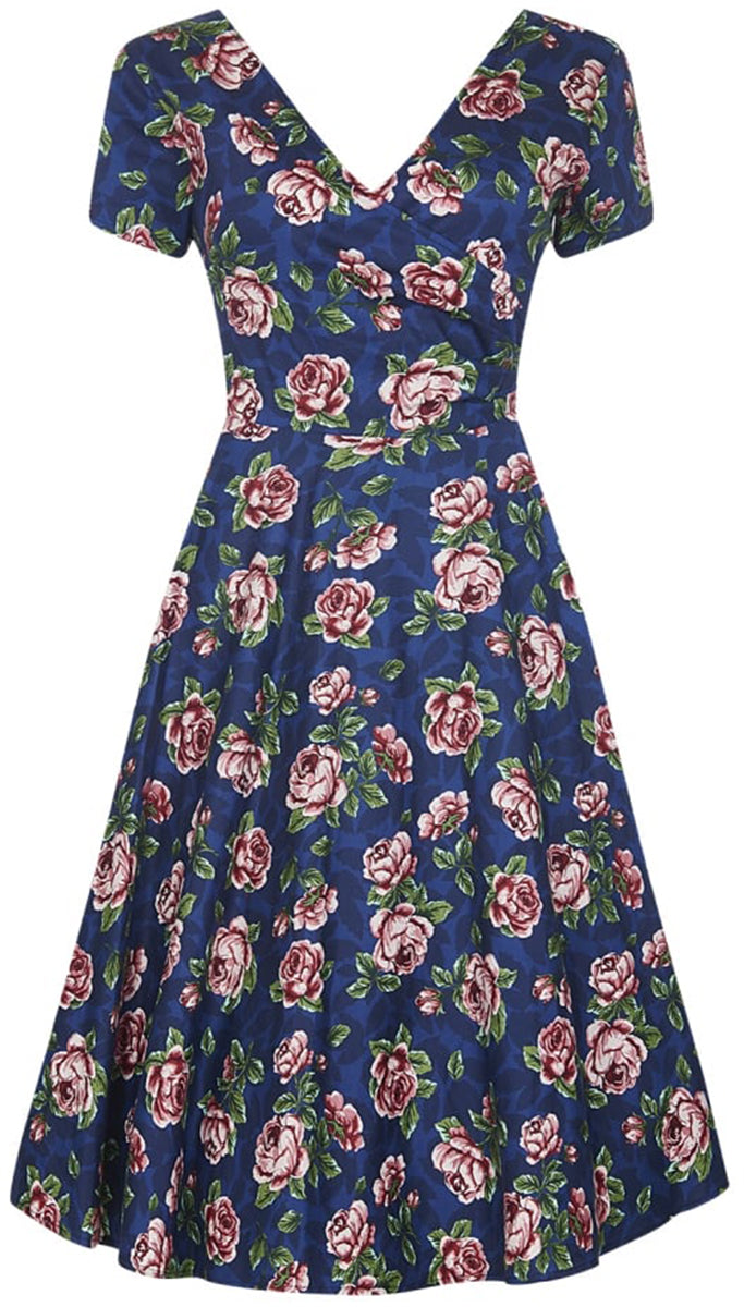 Collectif_MARIA_Vintage_Blueten_BLOOM_Rosen_Floral_V-Neck_SWING_Dress_Kleid-2