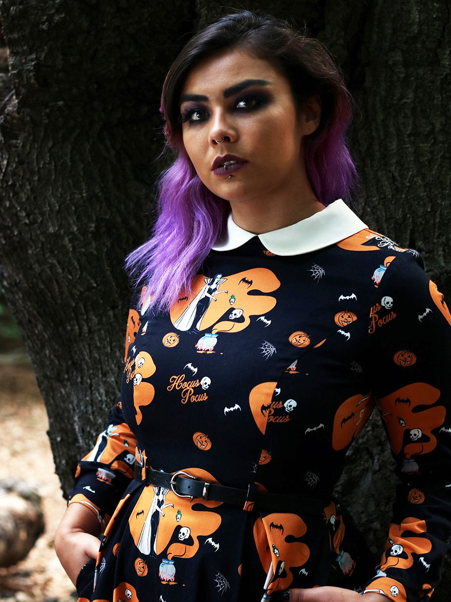 Collectif_MARIKA_HOCUS_POCUS_Halloween_Kuerbis_Langarm_SWING_DRESS_Kleid-2