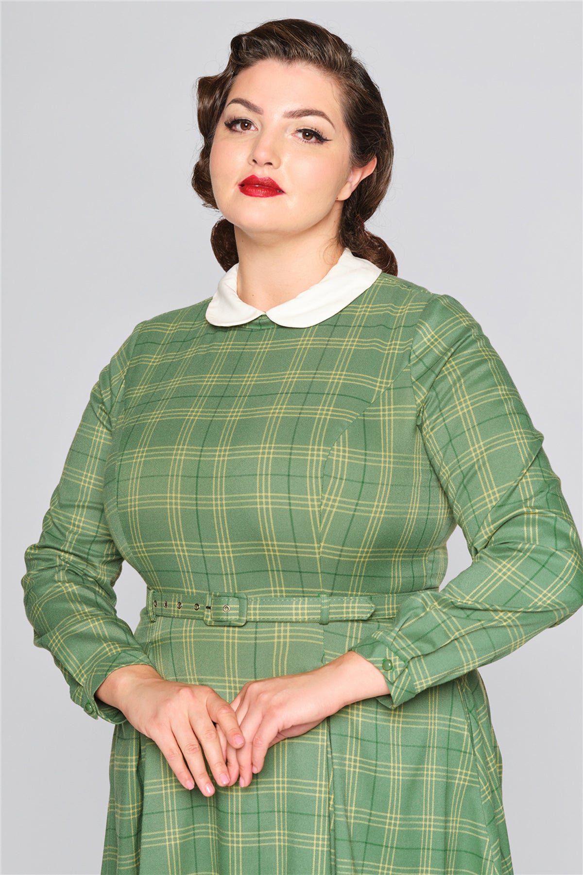 Collectif_MARIKA_LEAF_CHECK_Tartan_Karo_Peter_Pan_Collar_Vintage_Langarm_SWING_DRESS_Kleid-3