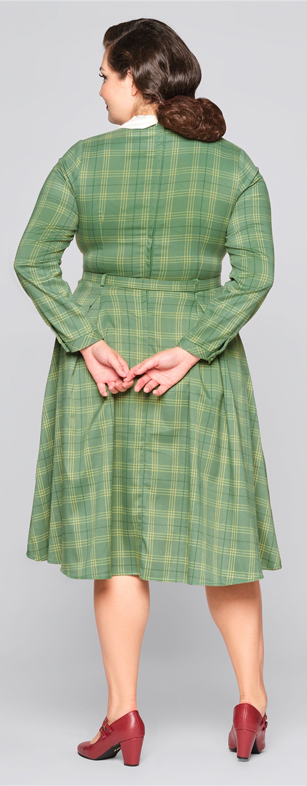 Collectif_MARIKA_LEAF_CHECK_Tartan_Karo_Peter_Pan_Collar_Vintage_Langarm_SWING_DRESS_Kleid-5