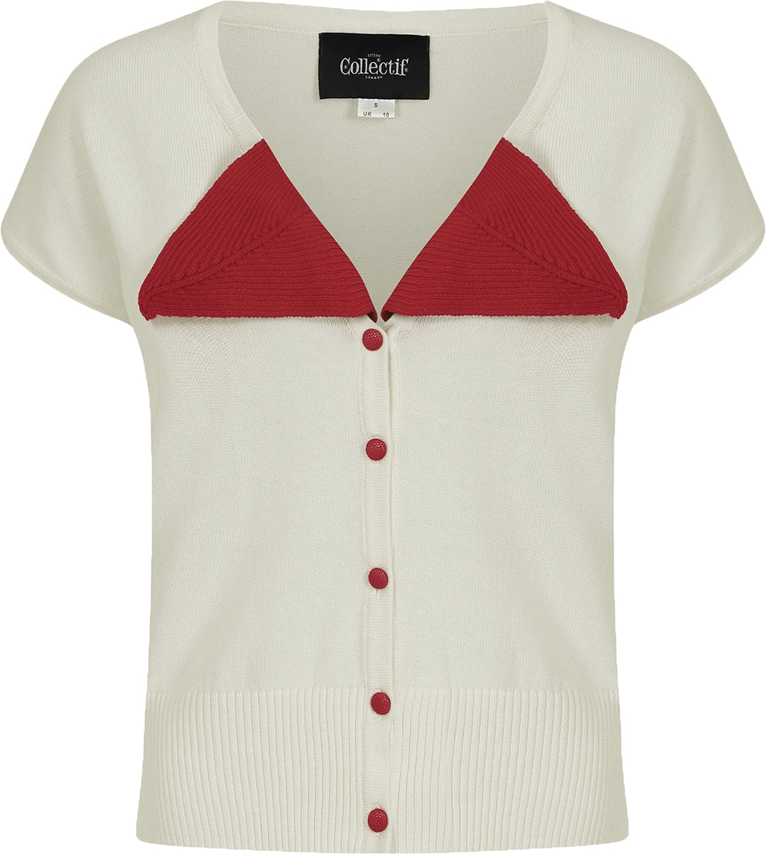 Collectif_MARTA_Vintage_TWO-TONE_Kurzarm_50s_V-NECK_CARDIGAN_Stickjacke-1