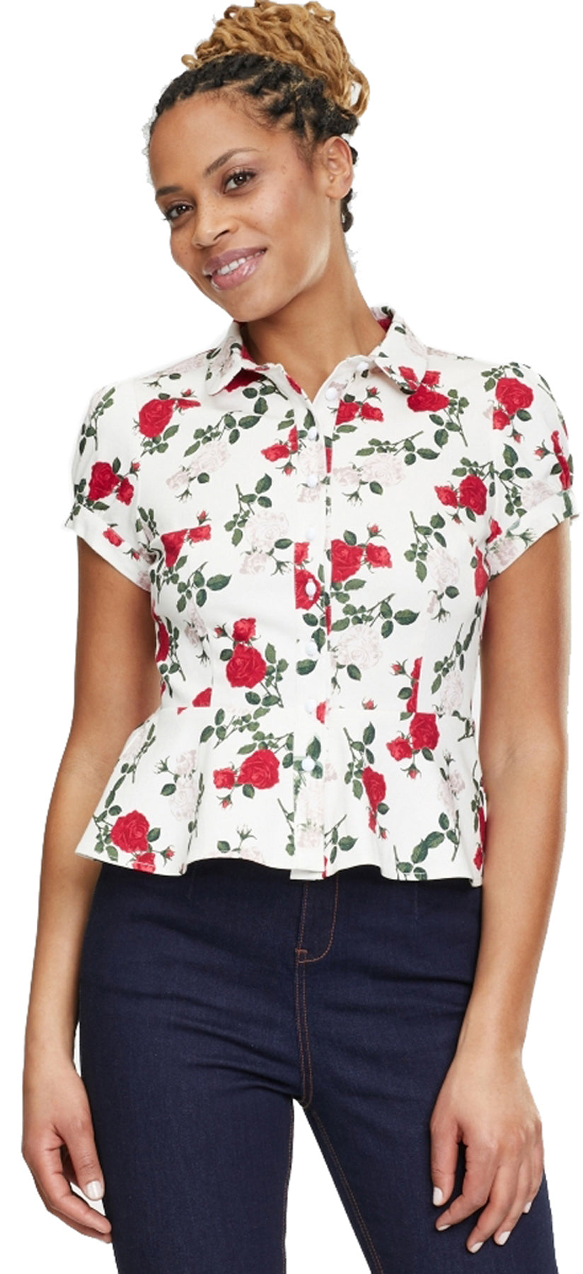 Collectif_MARY_GRACE_ROSE_DANCE_Bubikragen_Kurzarm_PEPLUM_BLOUSE_Bluse_killer_kirsche