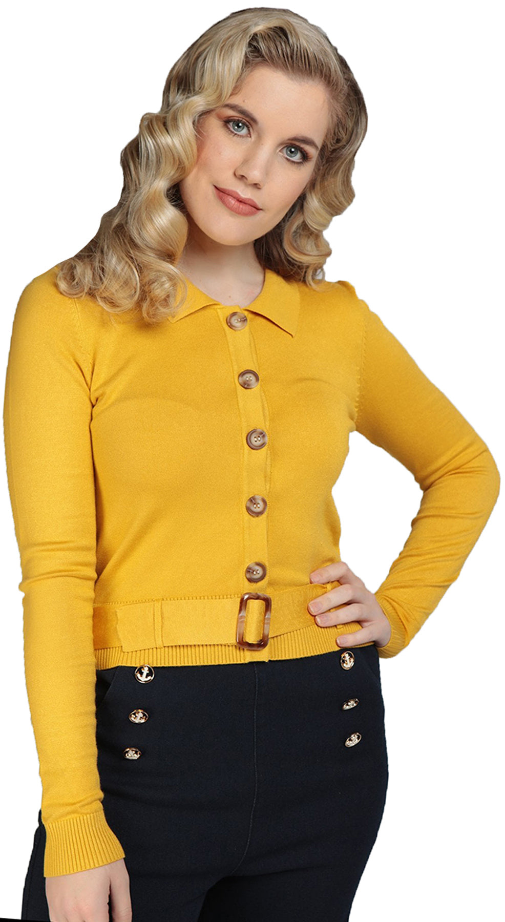 Collectif_MAYA_Vintage_LANGARM_Belted_60s_Collar_CARDIGAN_Strickjacke_Gelb_killer_kirsche0q1G07R8MgSkt