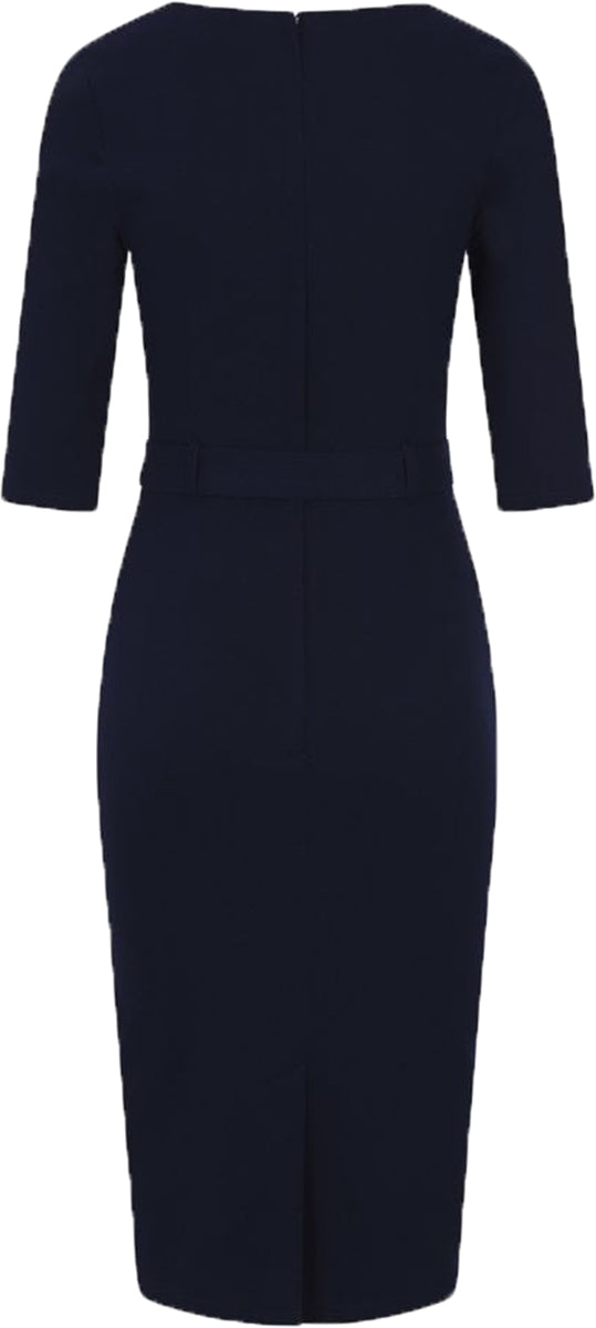 Collectif_MEADOW_Vintage_V-NECK_Bleistiftkleid_PENCIL_Dress_Dunkelblau-3