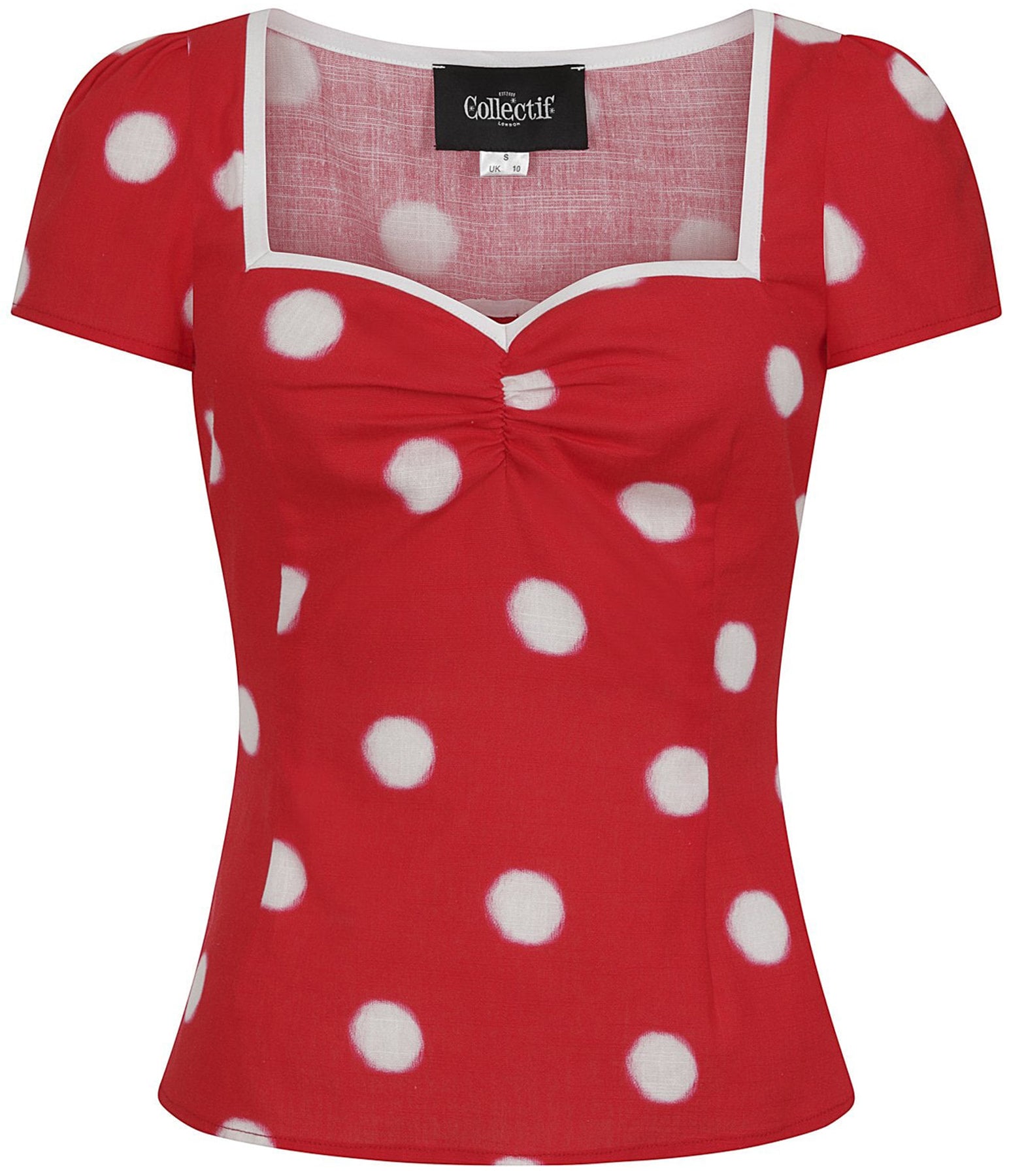 Collectif_MIMI_50s_PAINTED_POLKA_Sweetheart_DOTS_Punkte_Kurzarm_TOP_Bluse_Rot_killer_kirschea3czmZYSxI33c