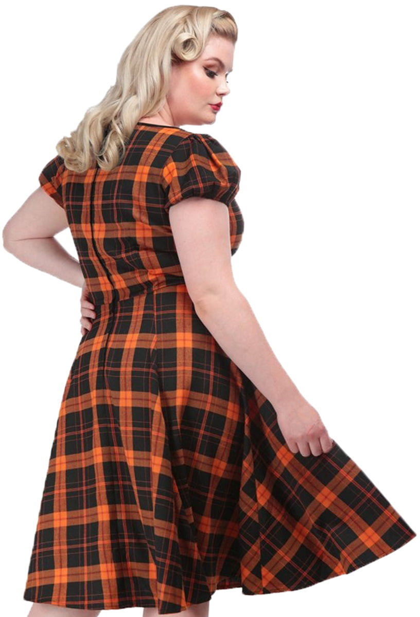 Collectif_MIMI_50s_PUMPKIN_CHECK_Tartan_Karo_Sweetheart_SWING_DRESS_Kleid-2