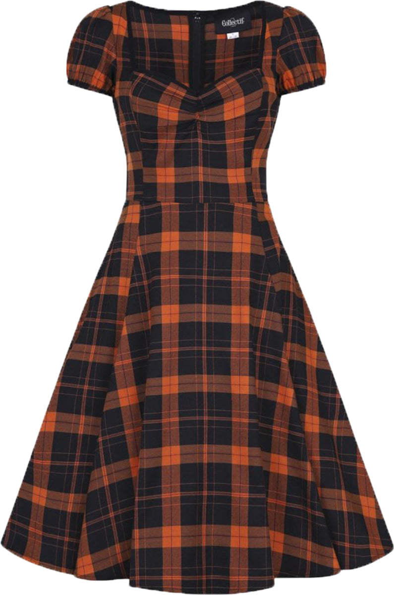 Collectif_MIMI_50s_PUMPKIN_CHECK_Tartan_Karo_Sweetheart_SWING_DRESS_Kleid-4