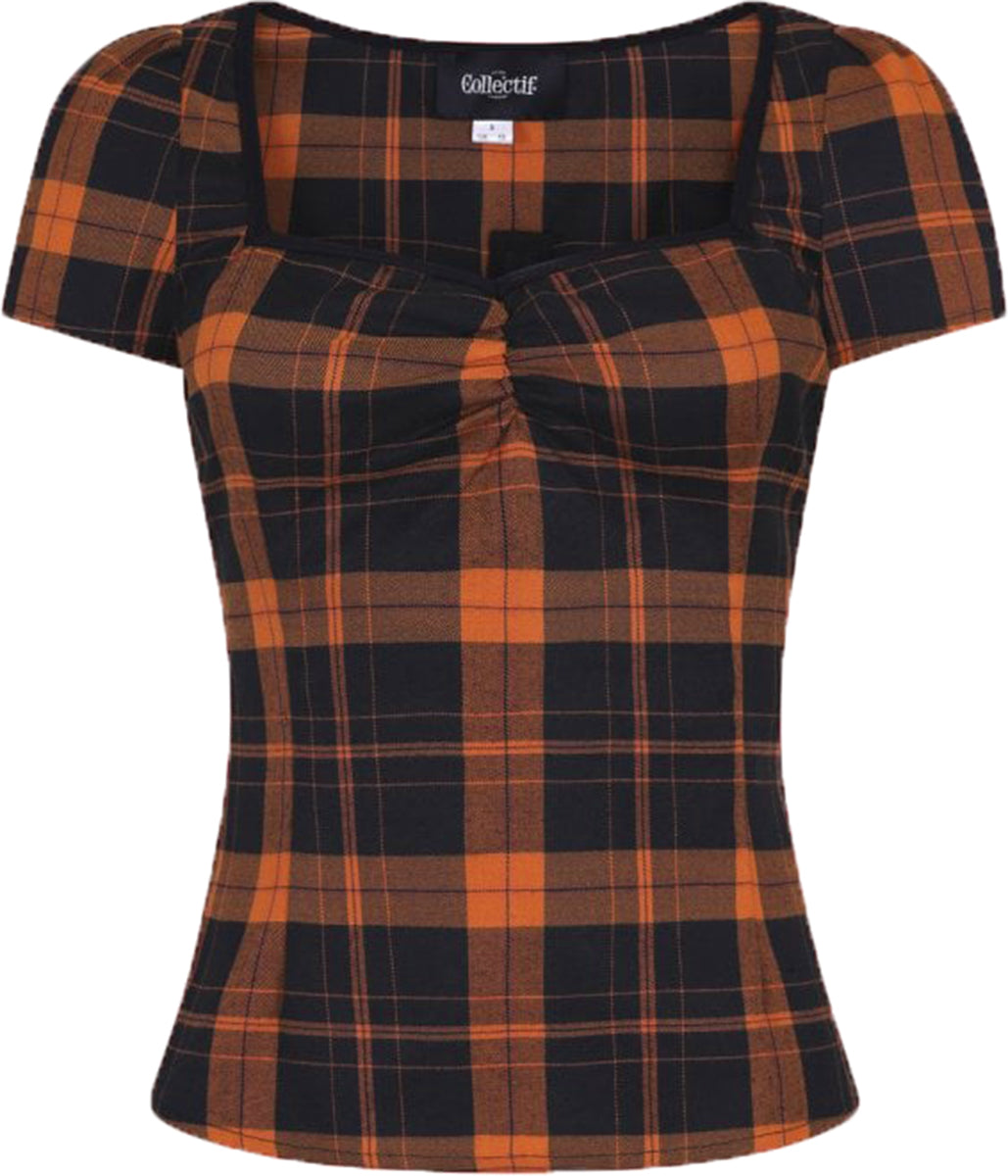 Collectif_MIMI_Vintage_PUMPKIN_CHECK_Sweetheart_KURZARM_Bluse_SHIRT_Top-2jP784v6l2LODM