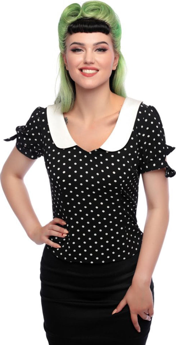 Collectif_MIRELLA__Vintage_POLKA_DOT_Punkte_BOW_Kurzarm_BLOUSE_Bluse-1ITkqOa67PKvOD