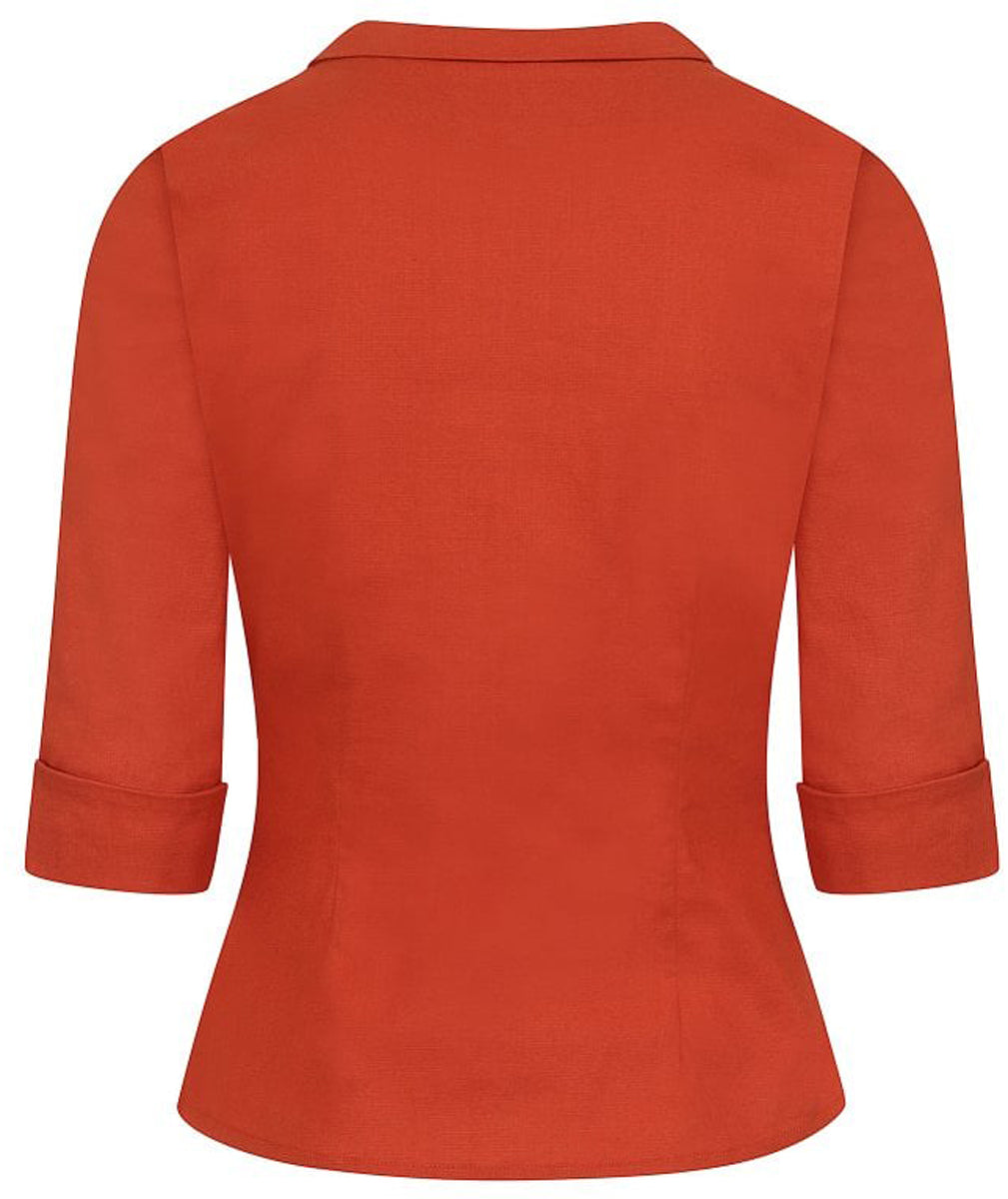 Collectif_MONA_Plain_BUTTON_UP_Dreiviertelarm_Collar_HEMDBLUSE_Shirt_Orange03AbIv04quo9l7a