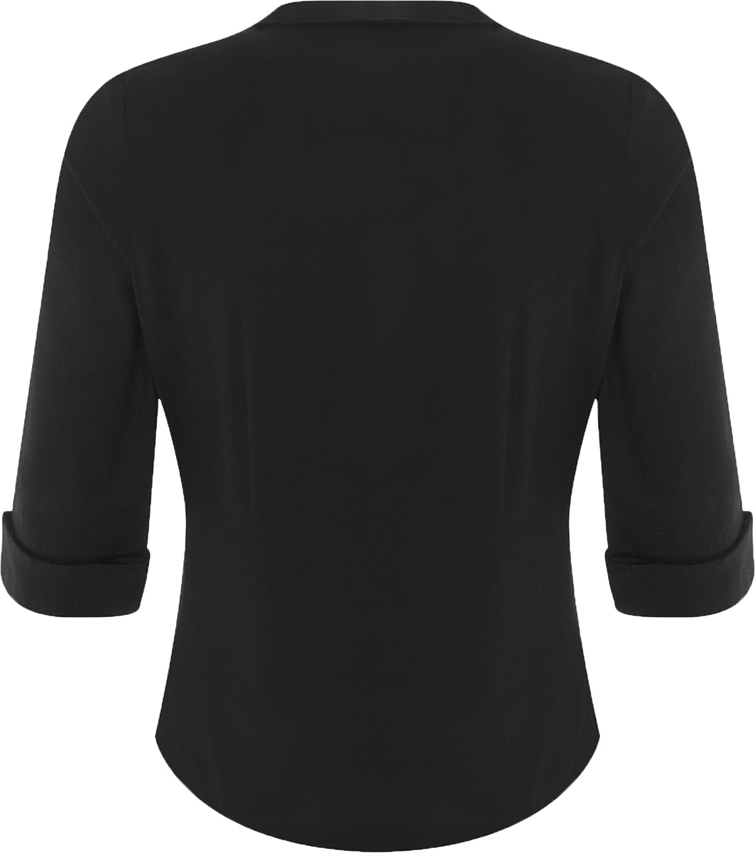 Collectif_MONA_Plain_BUTTON_UP_Dreiviertelarm_Collar_HEMDBLUSE_Shirt_Schwarz-3