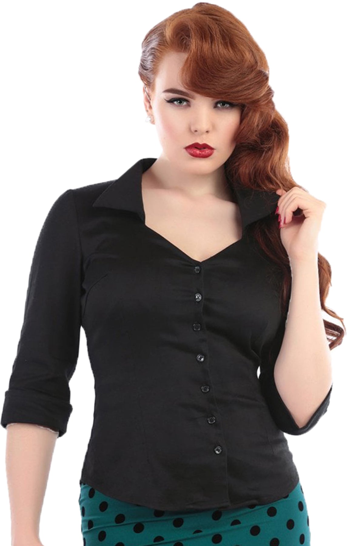 Collectif_MONA_Plain_BUTTON_UP_Dreiviertelarm_Collar_HEMDBLUSE_Shirt_Schwarz_killer_kirscheCpwZh7dQREt0k