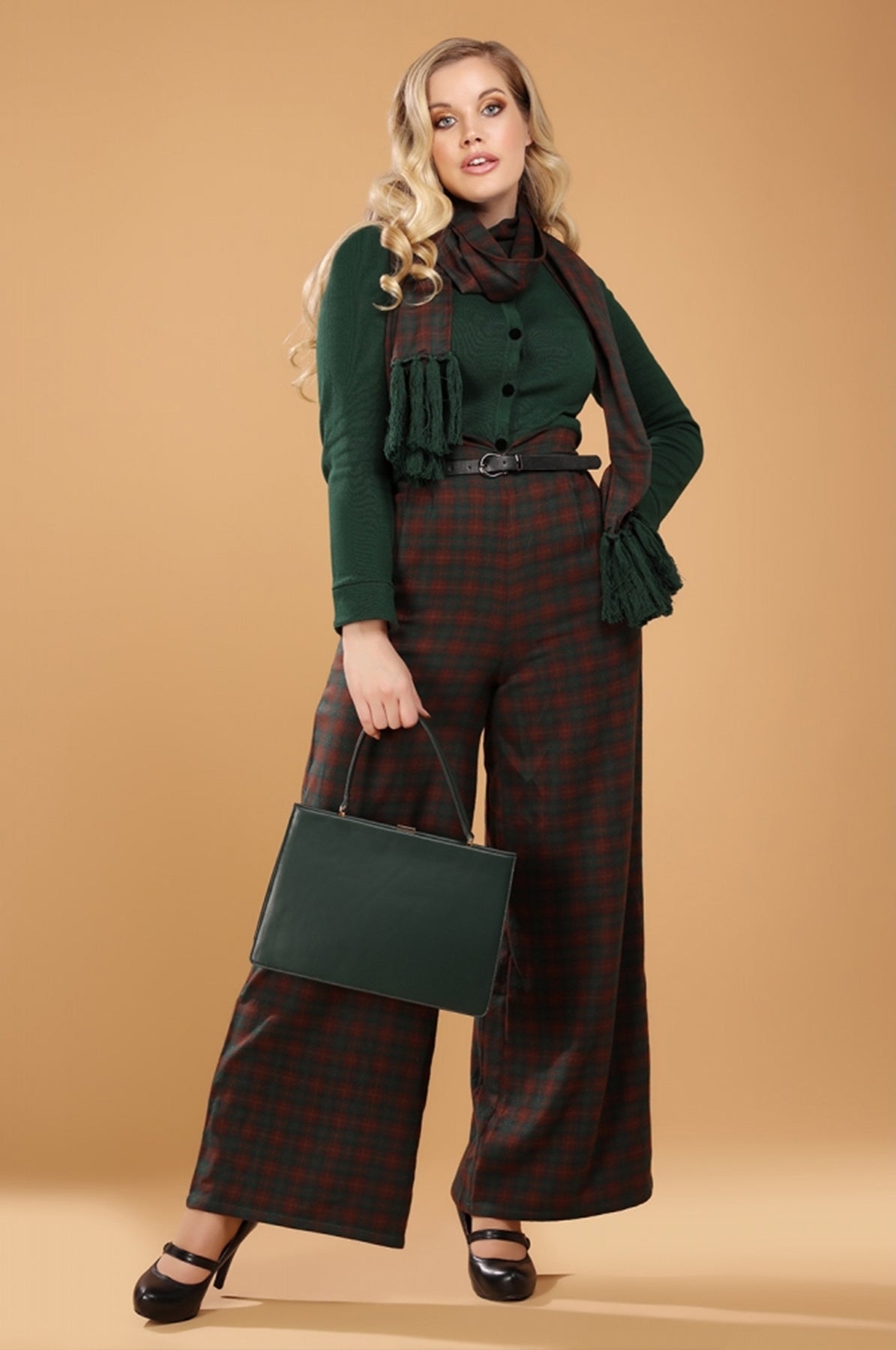 Collectif_MONET_WOODLAND_PINE_CHECK_Retro_High_Waist_MARLENEHOSE_Trousers_killer_kirsche_2rcKWLjR19CYz6