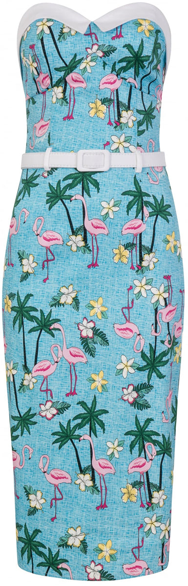 Collectif_MONICA_Tropical_Flower_FLAMINGO_Palm_Wiggle_Pencil_Dress_KLEID-2