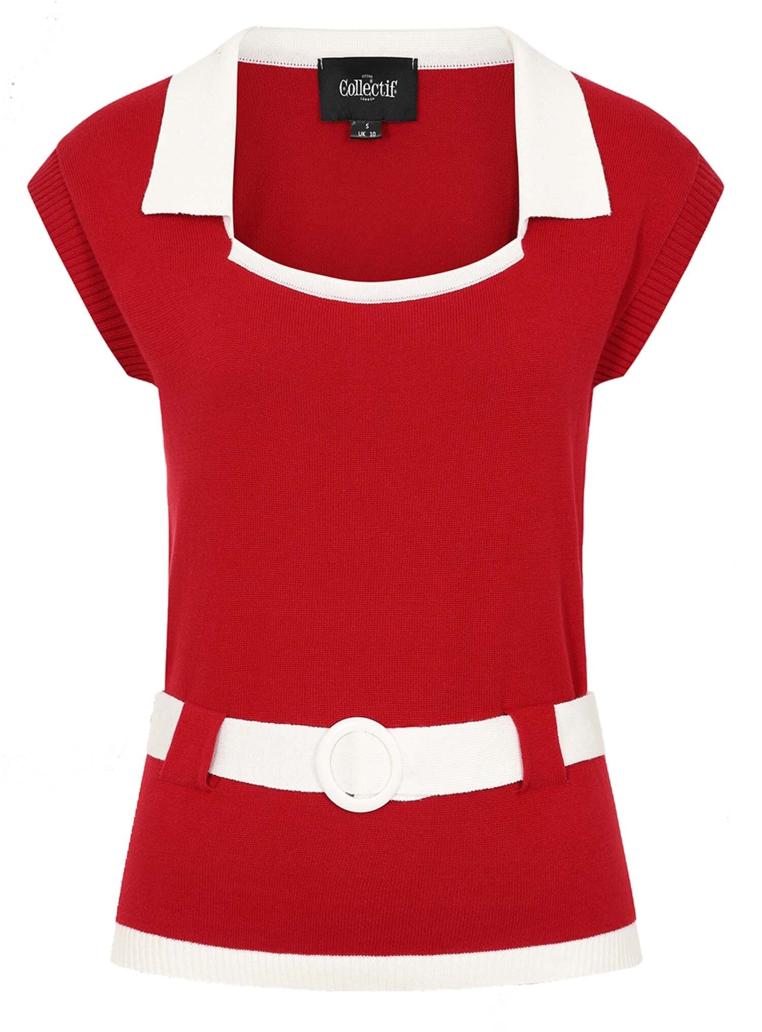 Collectif_NORMI_KNITTED_Vintage_Kurzarm_50s_Contrast_JUMPER_Shirt_Rot-2