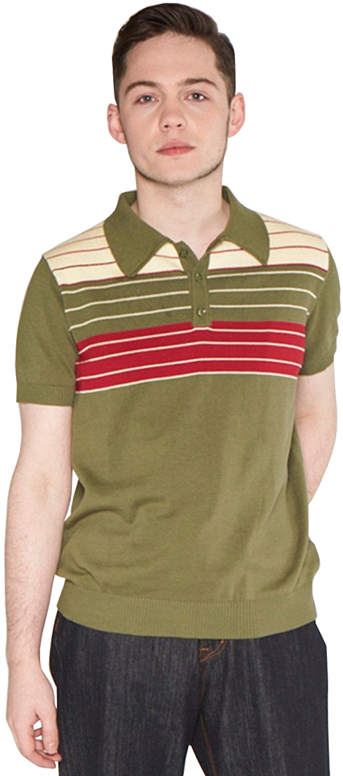 Collectif_PABLO_SUTTON_Vintage_STREIFEN_Striped_Knitted_Kurzarm_POLO_SHIRT_killer_kirsche