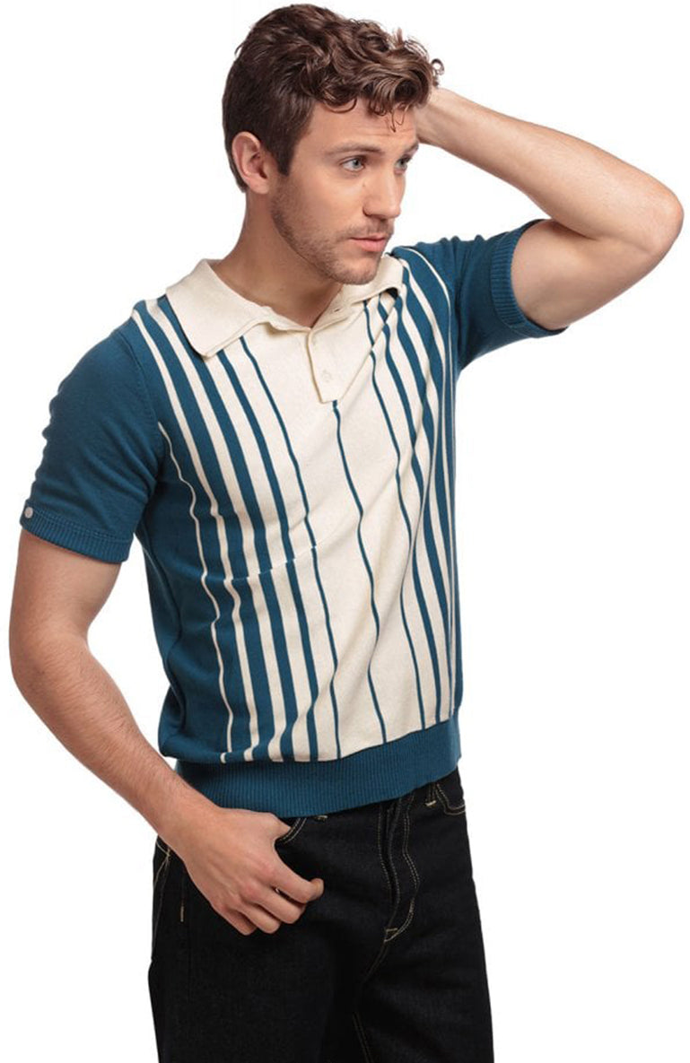 Collectif_PABLO_Vintage_FINE_STRIPE_Knitted_Feinstrick_Kurzarm_POLO_SHIRT-1
