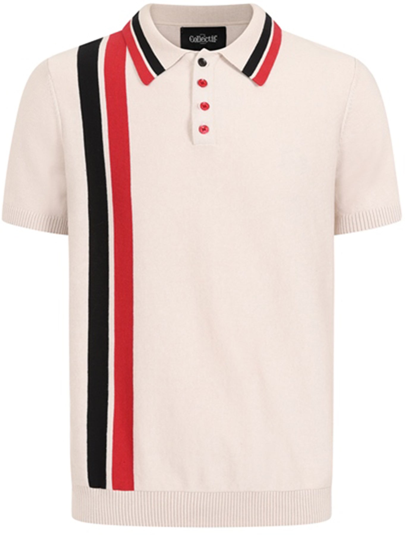Collectif_PERU_DOUBLE_STRIPED_50s_KNITTED_Streifen_Kurzarm_POLO_SHIRT_-_Beige_killer_kirsche_2SE02AmatxgXI4
