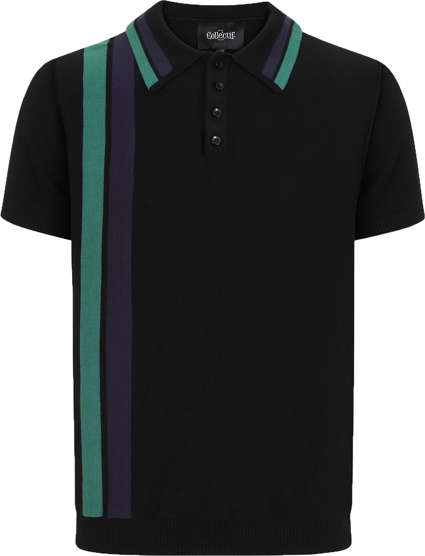Collectif_PERU_DOUBLE_STRIPED_50s_KNITTED_Streifen_Kurzarm_POLO_SHIRT_Schwarz_Killer_KirschegDWmnNIhJpi2w