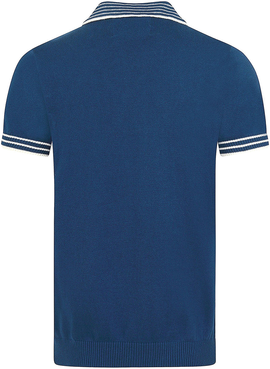 Collectif_PERU_NAUTICAL_Embroidered_RETRO_Kurzarm_POLO_SHIRT_Oberteil_Blau-3