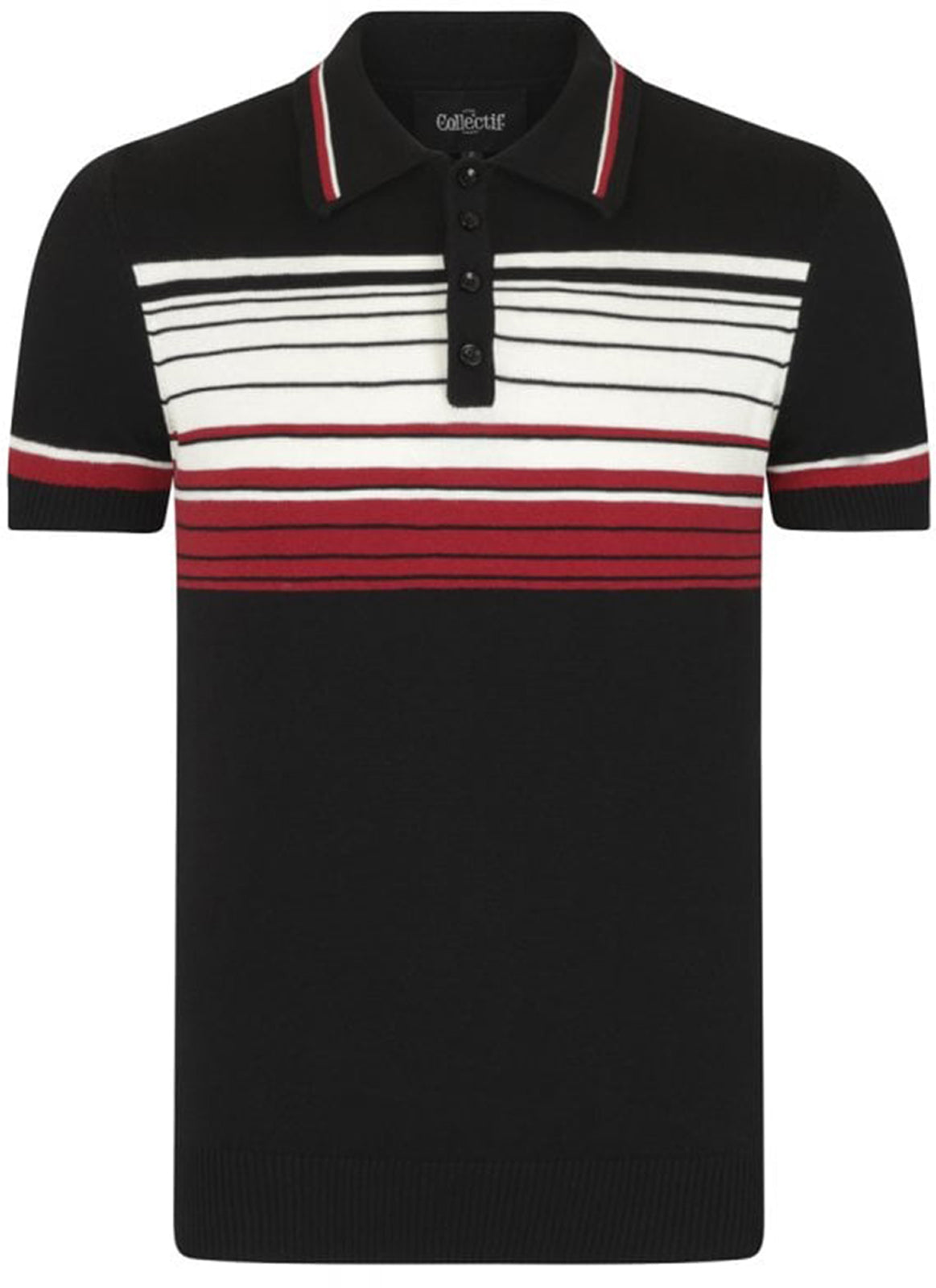 Collectif_PERU_Vintage_FINE_STRIPE_Knitted_Feinstrick_Kurzarm_POLO_SHIRT_killer_kirsche