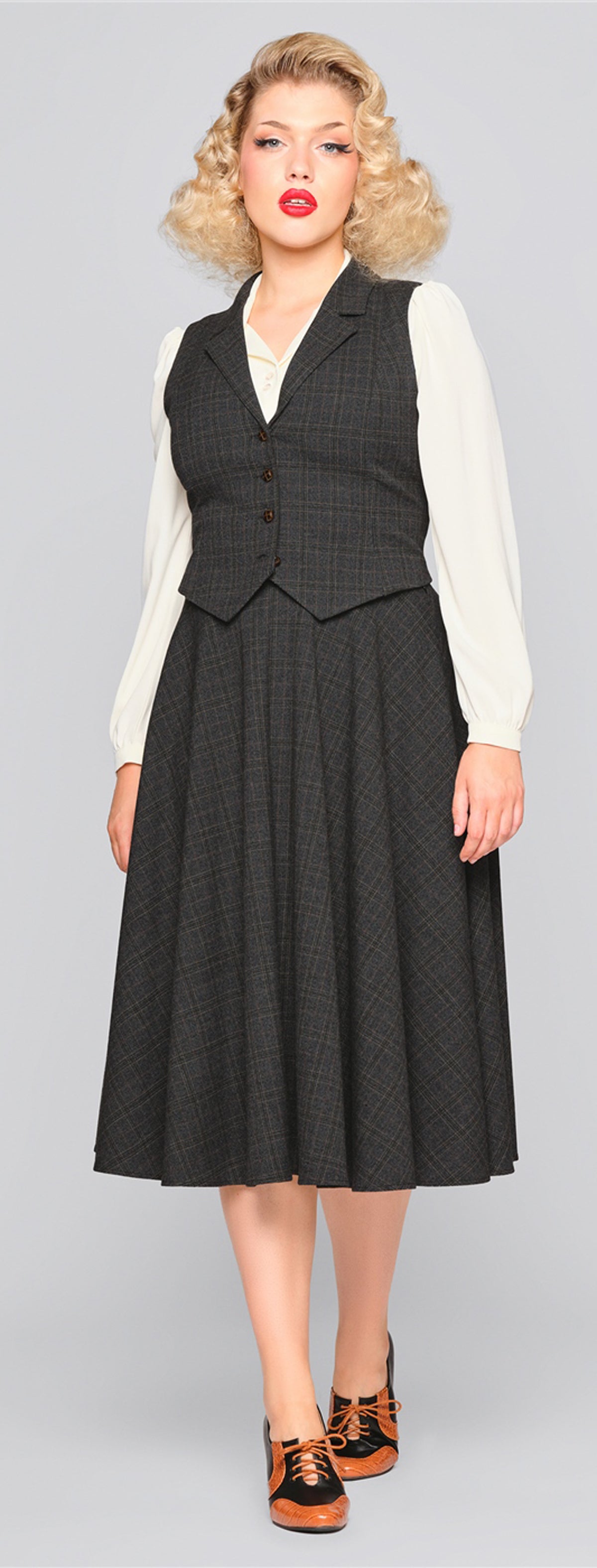 Collectif_PROFESSOR_CHECK_Retro_VNECK_Vintage_Gilet_WESTE_Waistcoat-2