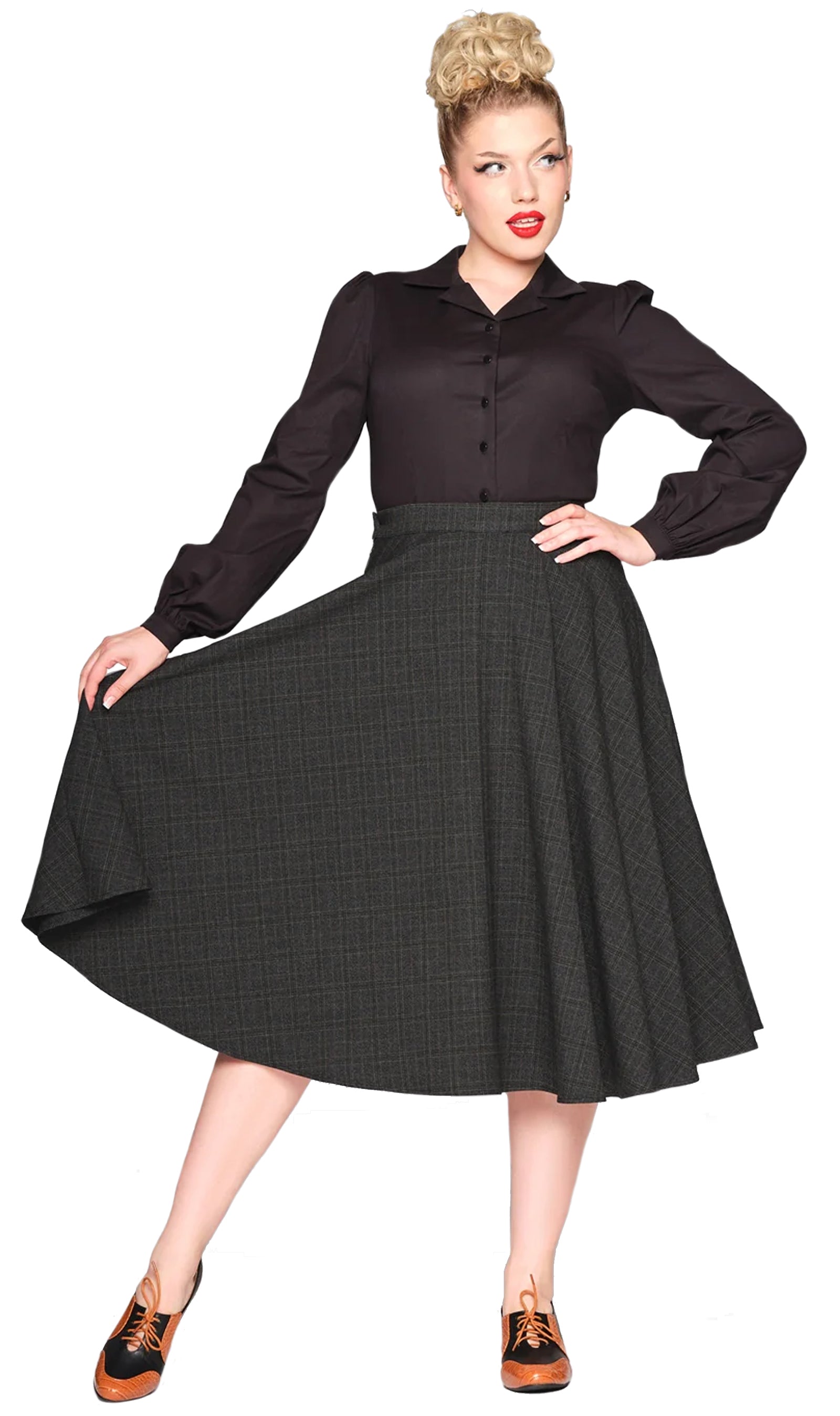 Collectif_PROFESSOR_CHECK_Vintage_Karo_Glencheck_HIGH_WAIST_50s_SWING_SKIRT_Tellerrock-4