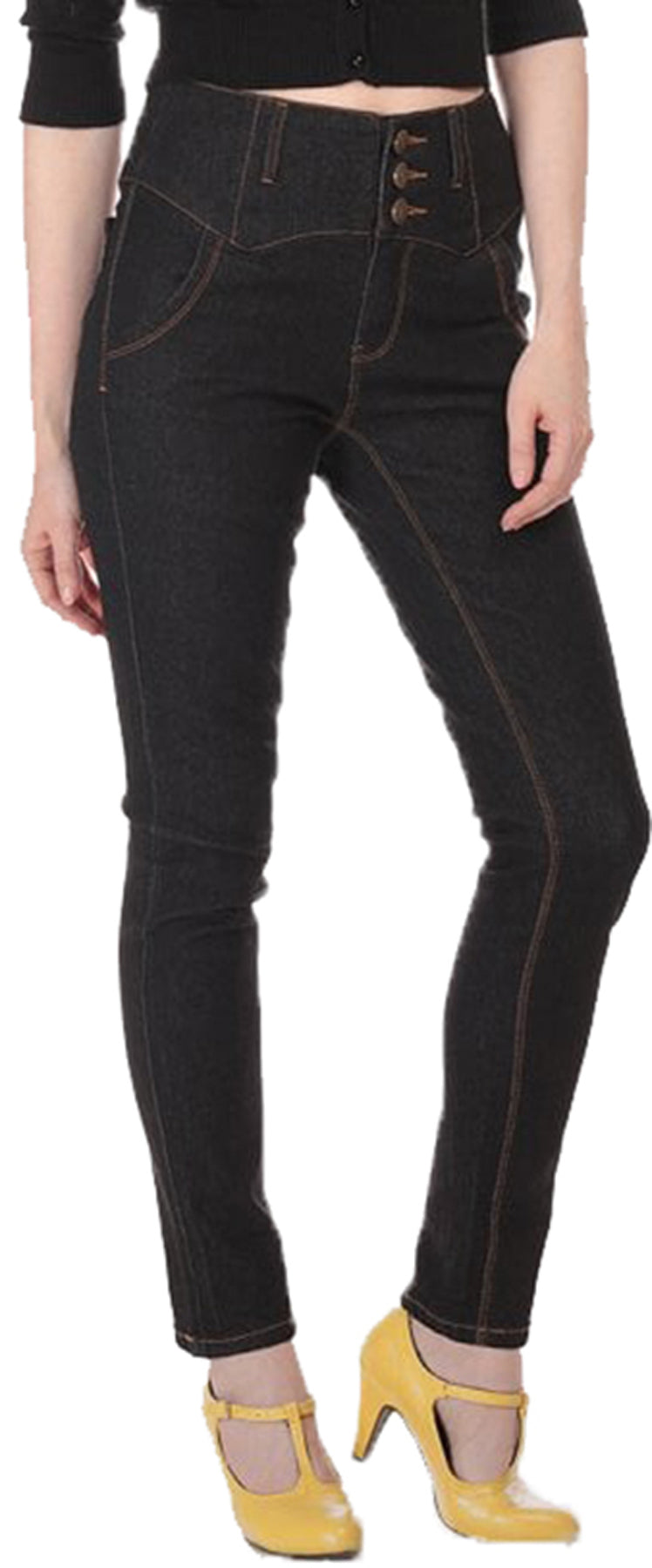 Collectif_REBEL_KATE_Vintage_HIGH_WAISTED_Slim_Fit_Denim_JEANS_Hose_Schwarz_killer_kirsche