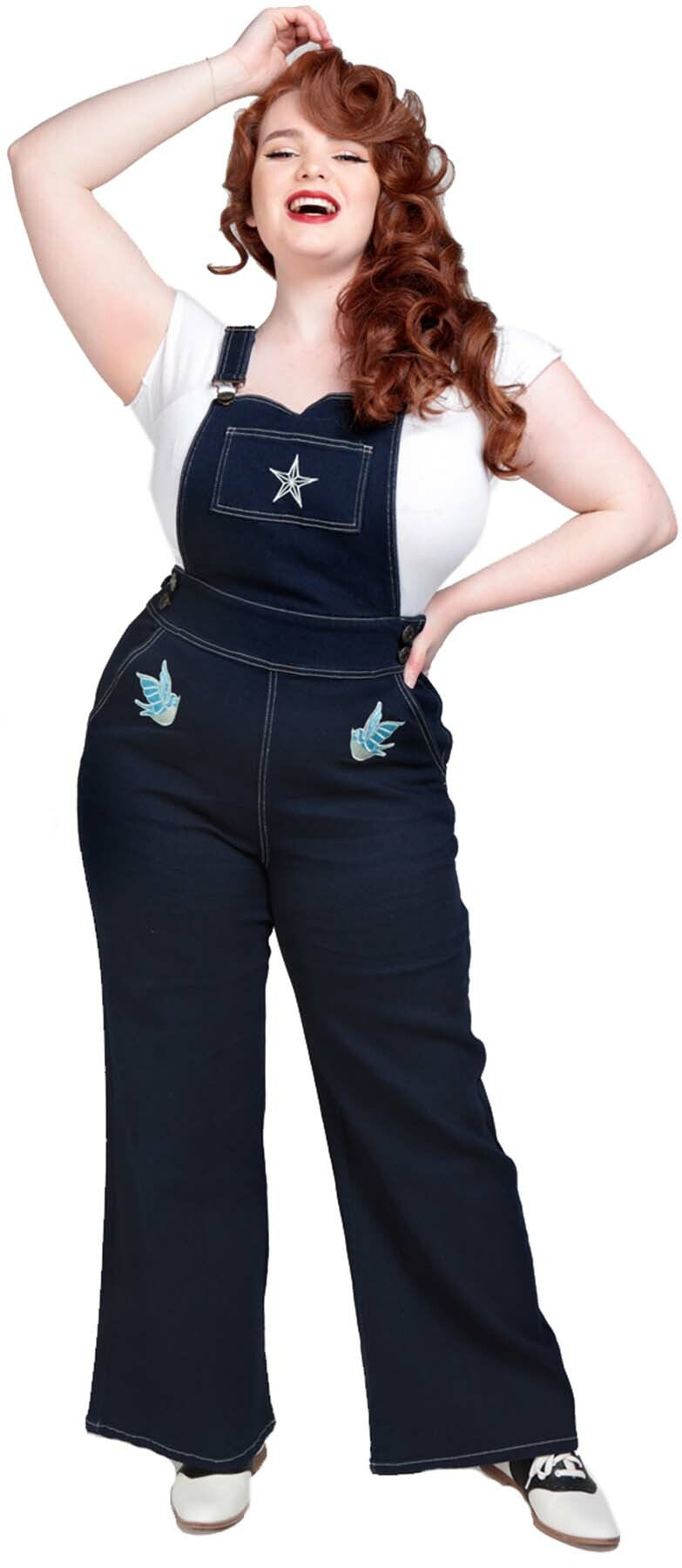 Collectif_RENATA_Denim_High_Waisted_SWALLOWS_Vintage_DUNGAREES_Jeans_Latzhose_killer_kirsche_01