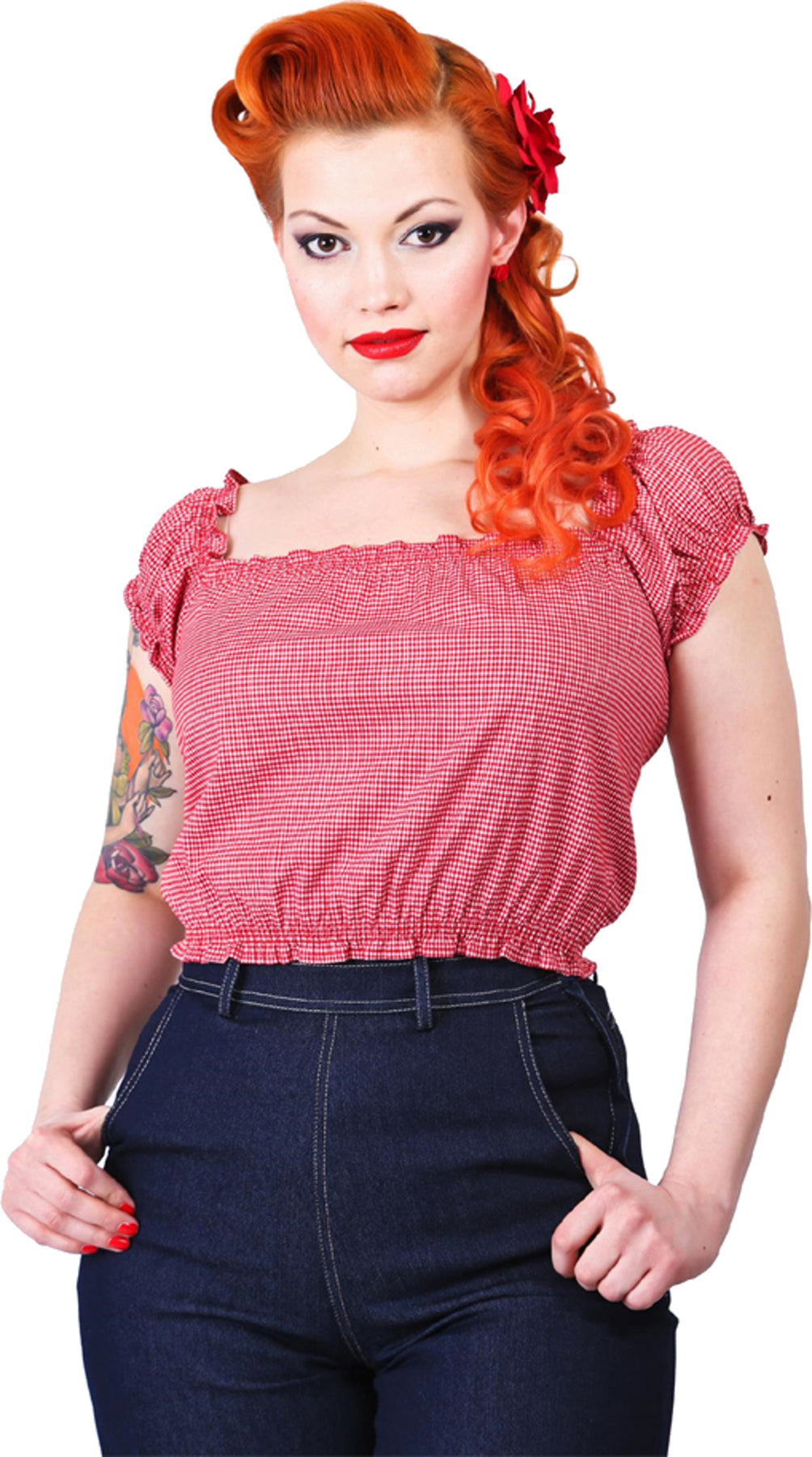 Collectif_RENIE_Gingham_Cropped_Pepita_50s_BLUSE_Shirt_-_Rot_killer_kirsche6uPmC08KzjcKB