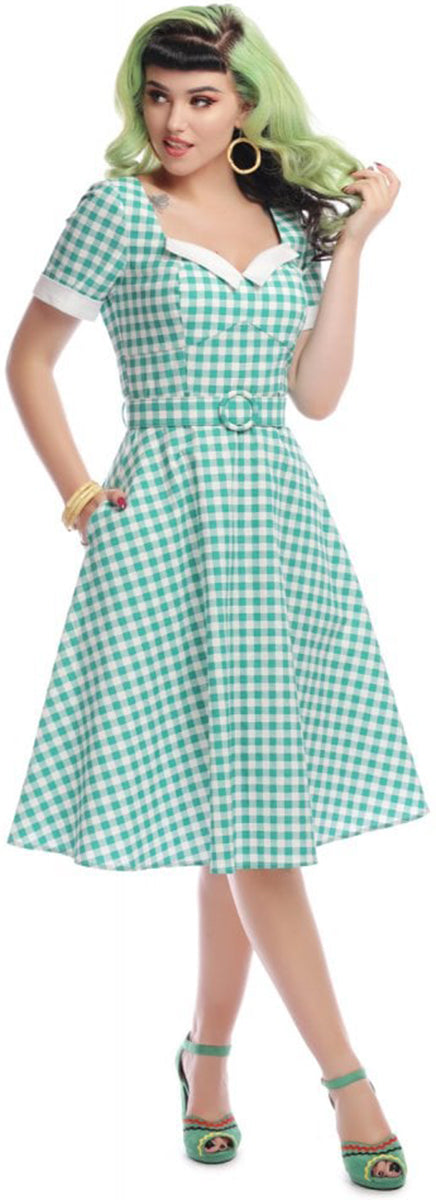 Collectif_ROBERTA_Vintage_GINGHAM_Pepita_Kurzarm_SWING_DRESS_Kleid-1