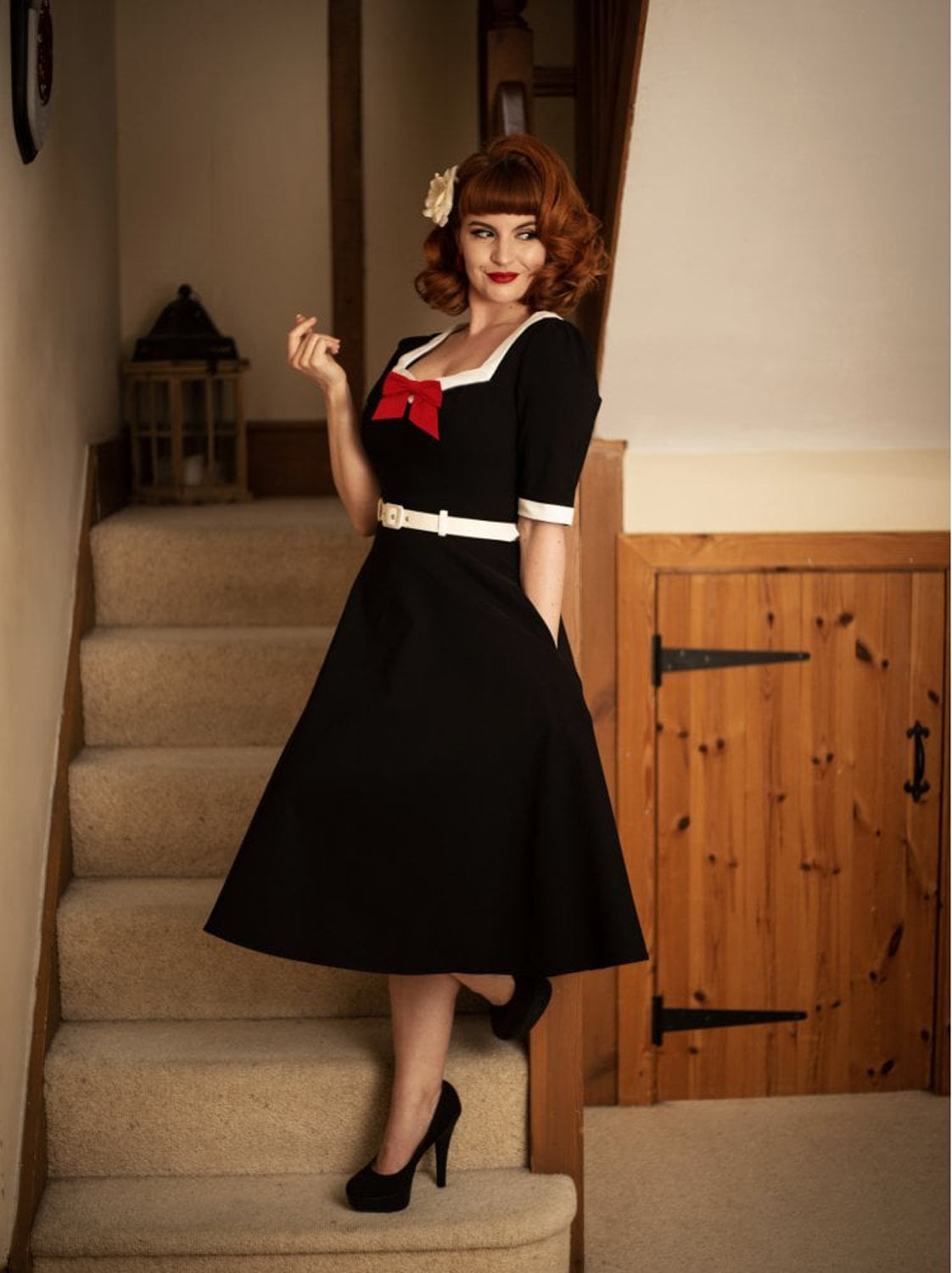 Collectif_SADIE_Vintage_BIG_BOW_Halbarm_50s_SWING_DRESS_Kleid_Schwarz_killer_kirsche_2