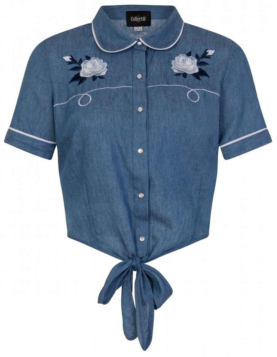 Collectif_SAHMMY_Vintage_WESTERN_ROSE_Tie_Denim_BLOUSE_Bluse_SHIRT-2
