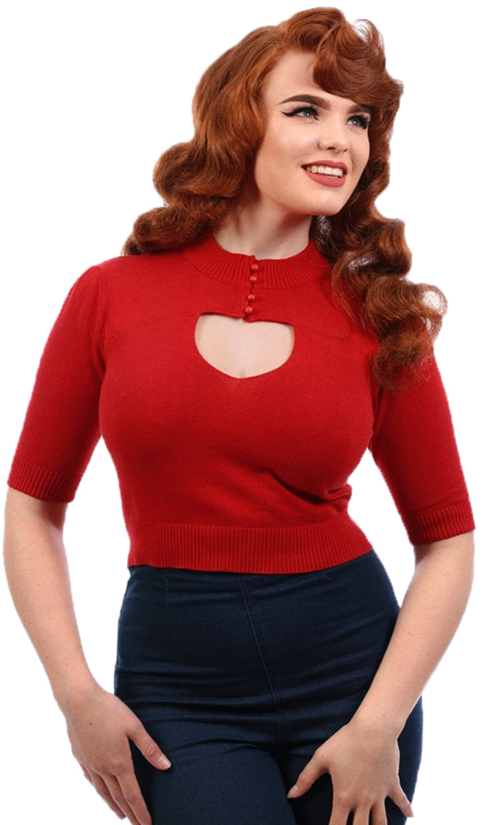 Collectif_SHIRLEY_Vintage_CROPPED_Peephole_Buttoned_JUMPER_Pullover_Rot-1JZjKveo5RaWQ2
