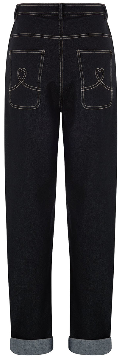 Collectif_SIOBHAN_Retro_50s_HIGH_WAIST_Wide_Leg_JEANS_Hose_Schwarz-4