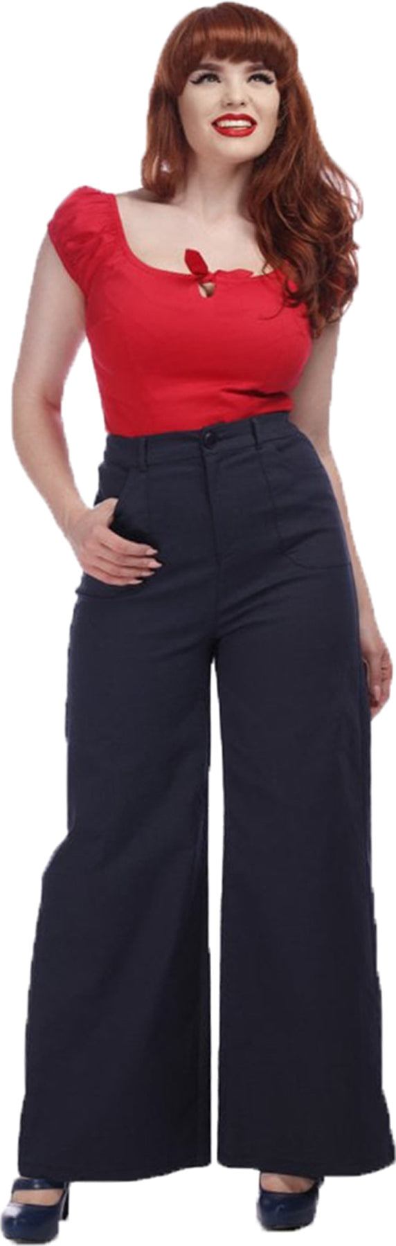 Collectif_SOPHIA_Vintage_PLAIN_50s_Wide_Leg_HIGH_WAIST_Marlene_Hose_Navy_killer_kirsche