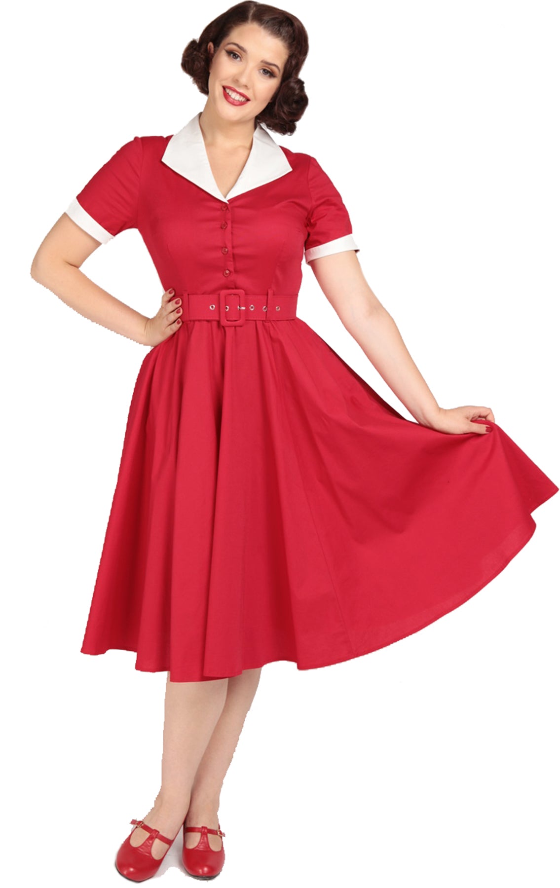 Collectif_TAYLOR_WITHE_RED_Vintage_KURZARM_Retro_SWING_DRESS_Kleid_killer_kirsche_1
