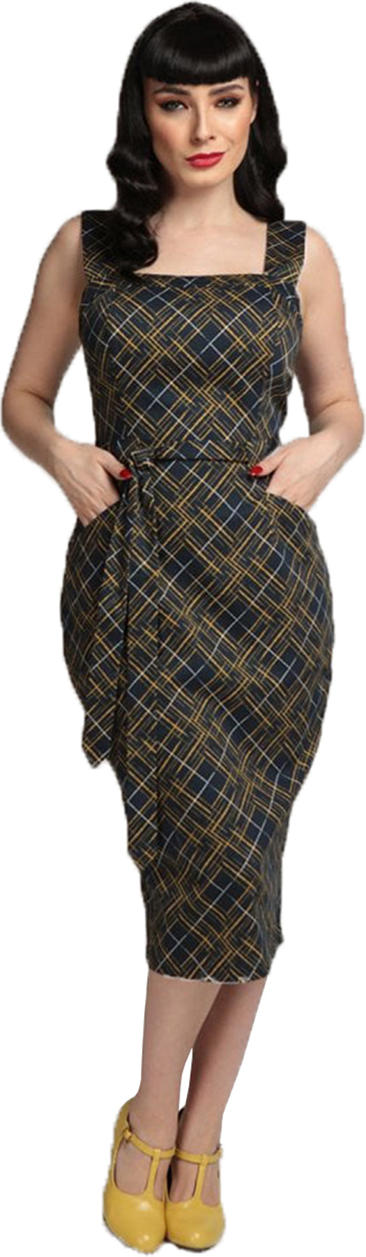 Collectif_TESS_Vintage_HATCH_CHECK_Traeger_PENCIL_DRESS_Bleistiftkleid_killer_kirsche
