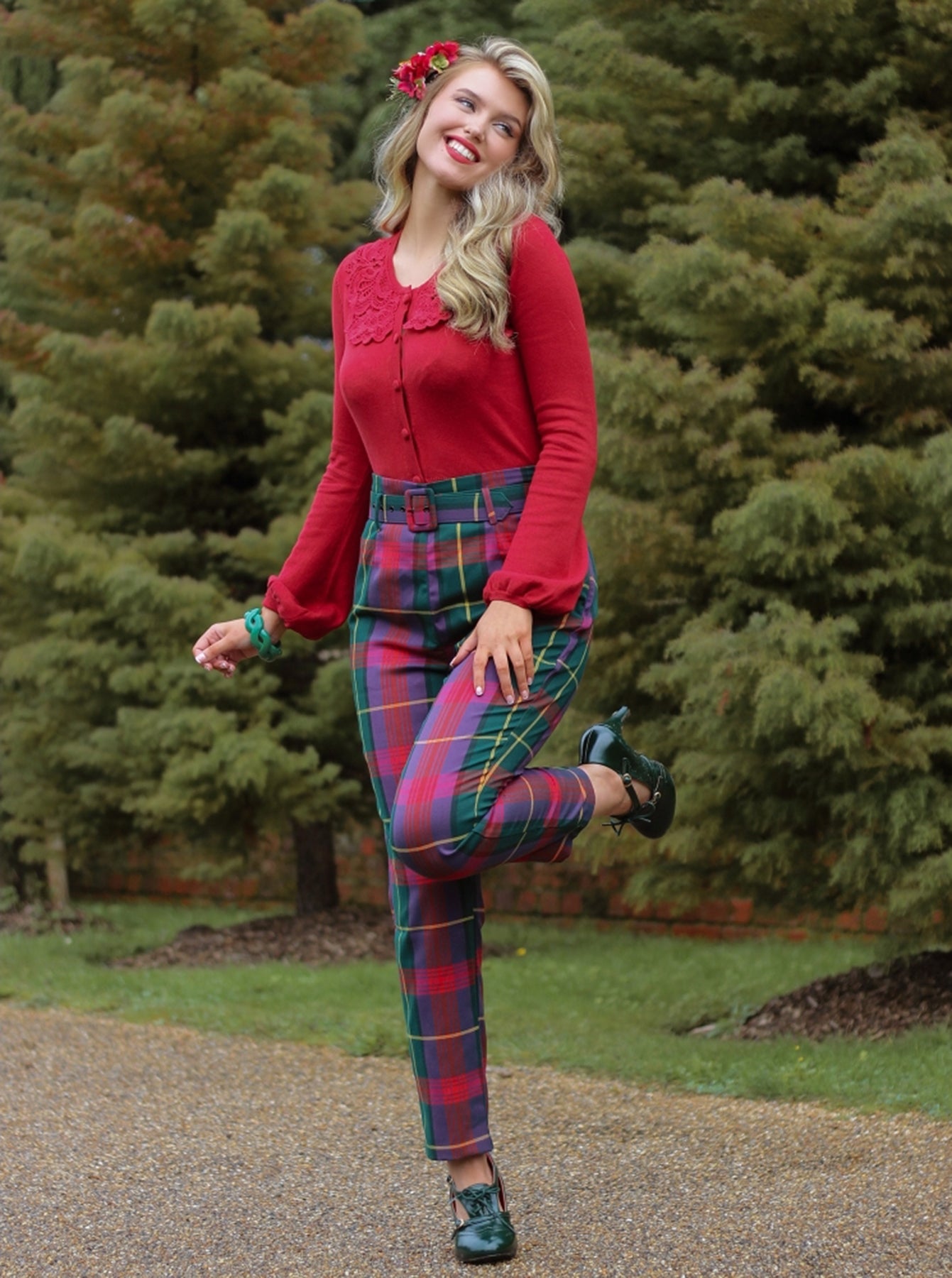 Collectif_THEA_ETUDE_CHECK_Tartan_HIGH_WAIST_Hose_CIGARETTE_TROUSERS_Pants_killer_kirsche_3NFiG3lGdpjySq