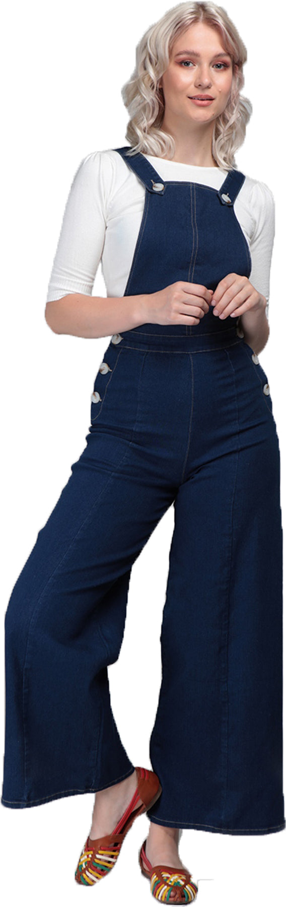 Collectif_THELMA_Retro_BUTTONED_High_Waisted_Denim_DUNGAREES_Jeans_Latzhose_Killer_Kirsche-1