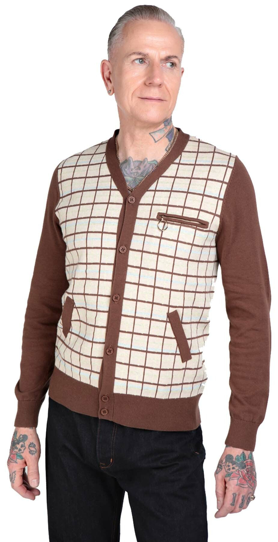 Collectif_THOMAS_Vintage_CHECKED_V-NECK_Langarm_Retro_Strickjacke_CARDIGAN__killer_kirsche_2